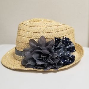 LIMITED TOO Blue Floral Straw Fedora Fashion Hat